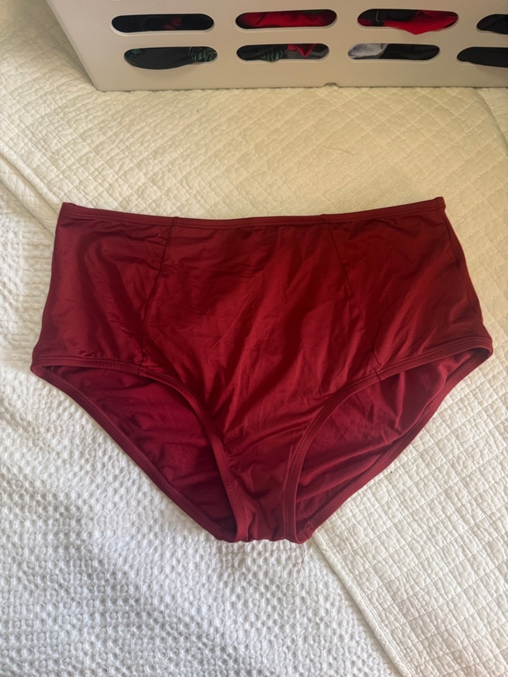 Kona Sol High Waist Bikini Bottoms in Deep Red